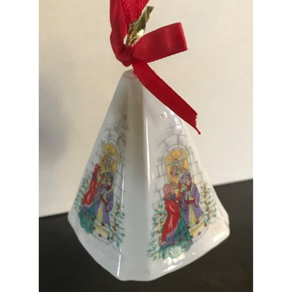 Jasco Caroler's At Church Christmas Bell Ornament With Red Ribbon - Picture 2 of 6